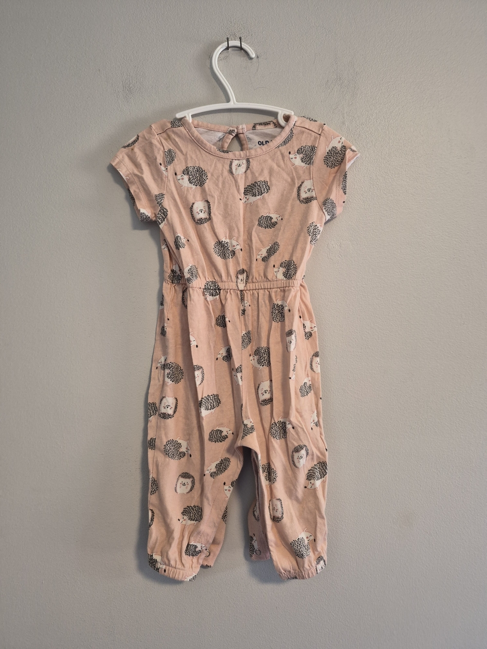 Old Navy 6/12m Pink Hedgehog Short Sleeve Pants Romper